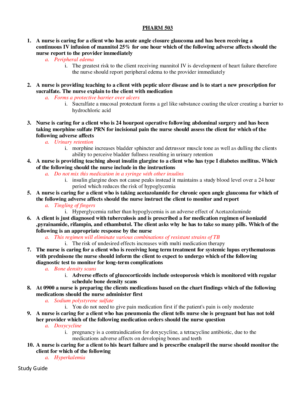 Preview of University of Hawaii, Manoa - NUR 503 Pharmacology ATI A Questions With Answers. (100% Cor